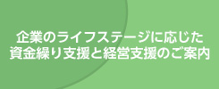企業のライフステージに応じた資金繰り支援と経営支援のご案内