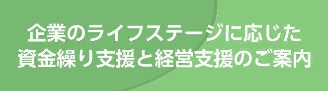 企業のライフステージに応じた資金繰り支援と経営支援のご案内