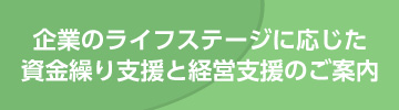 企業のライフステージに応じた資金繰り支援と経営支援のご案内